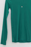 BASERANGE Spring/Summer 2025 Collection: French Organic Cotton Long-Sleeve T-Shirt with Cut-Out Heart Design (BAS-TTHLS-CR-AU25-MIRA GREEN) (TOHLS TTHLS)